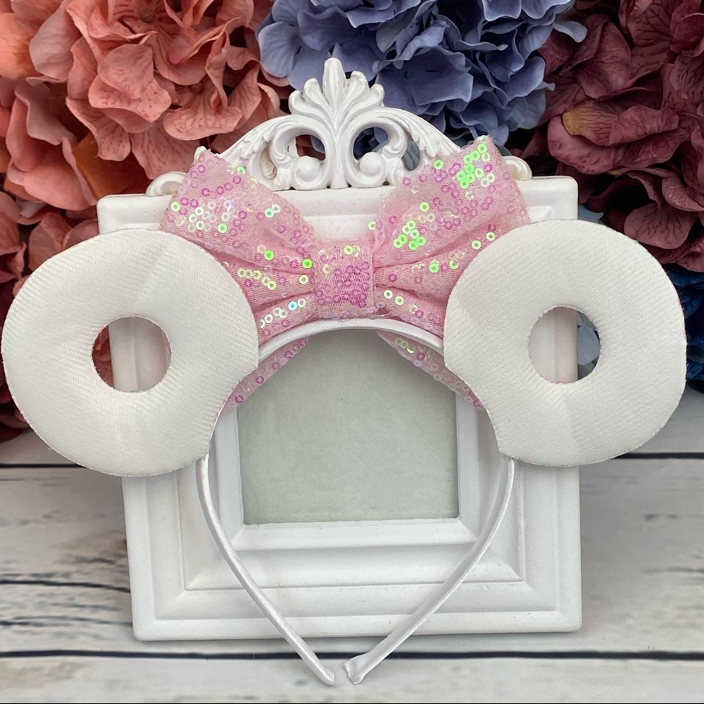 Minnie Mouse Sequin Sprinkle Donut Headband w/ Bow - Picture 6 of 11